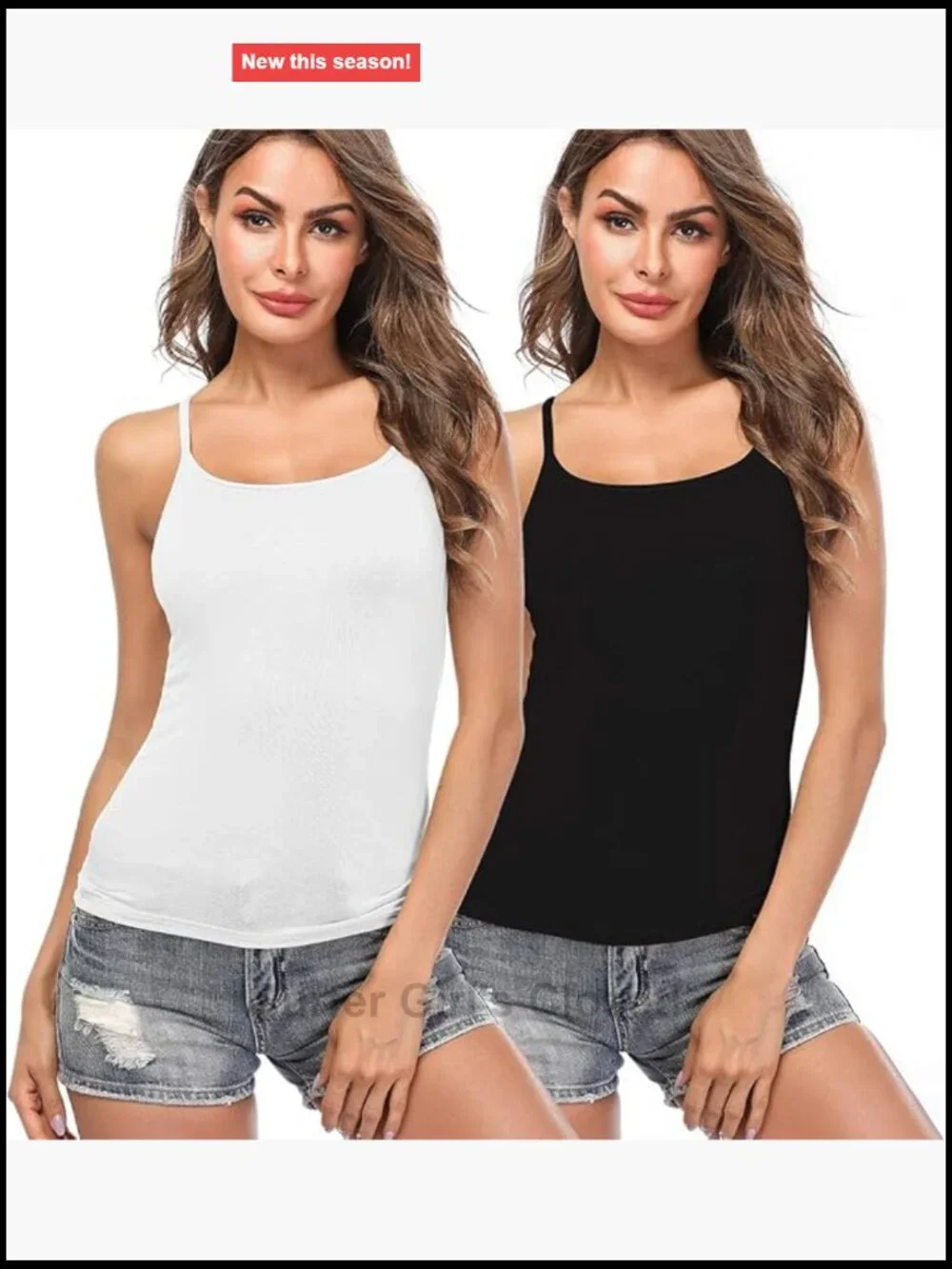 Viscose/Spandex Camisole with Built-In Padded Bra, Adjustable Spaghetti Straps
